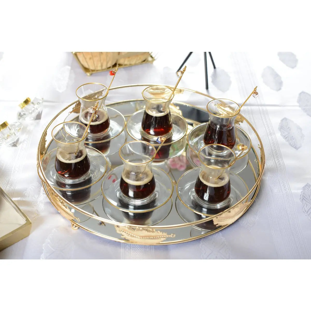 Tasses à thé filet doré - lot de 6 AULICA