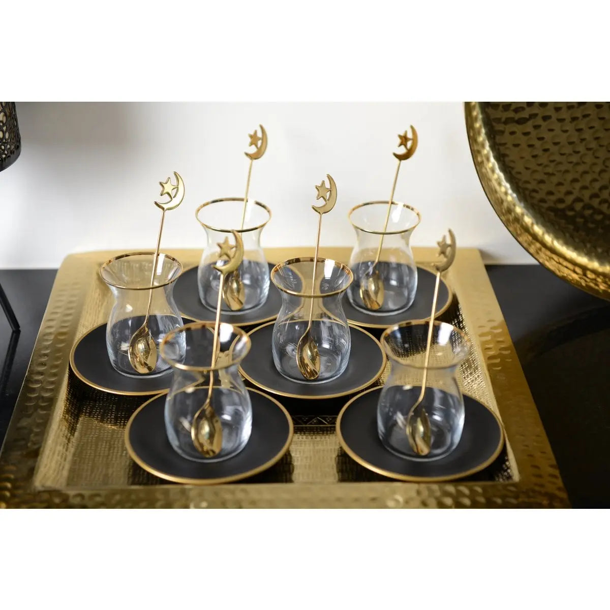 Tasses à thé noir et or - lot de 6 AULICA
