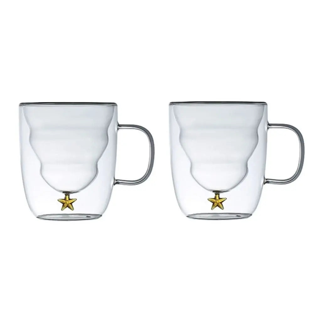 Tasses double paroi étoile dorée 250ml - lot de 2 AULICA