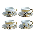 Tasses et sous-tasses à café dorées Savane - lot de 4 AULICA