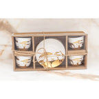 Tasses et sous-tasses à café dorées Savane - lot de 4 AULICA