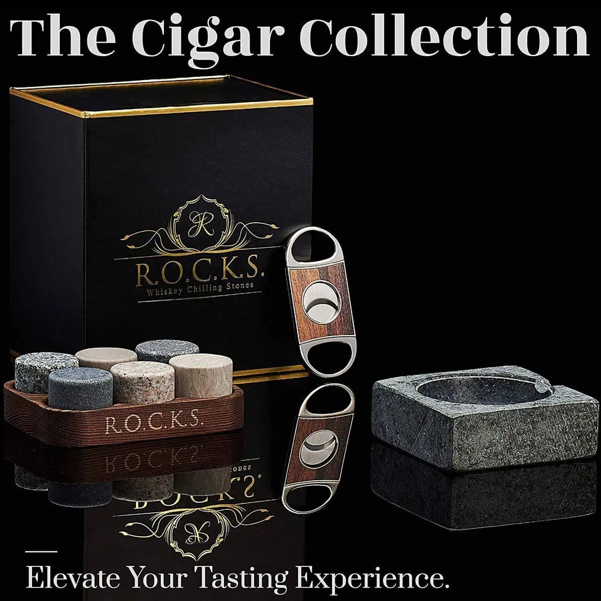 The Gentleman's Set - Cigar Aficionado ROCKS Whiskey Chilling Stones