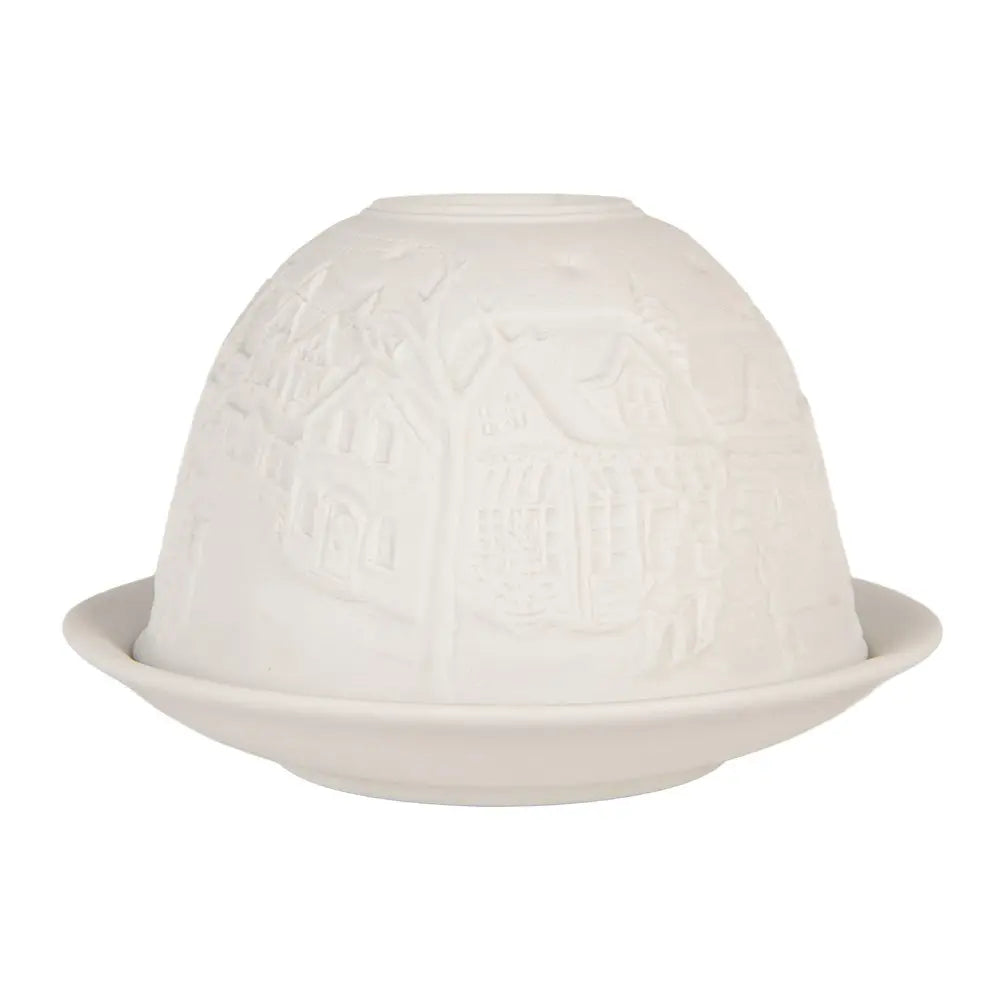 Thé-Light Portez Ø Houses en porcelaine blanche de 12x8 cm Clayre & Eef.