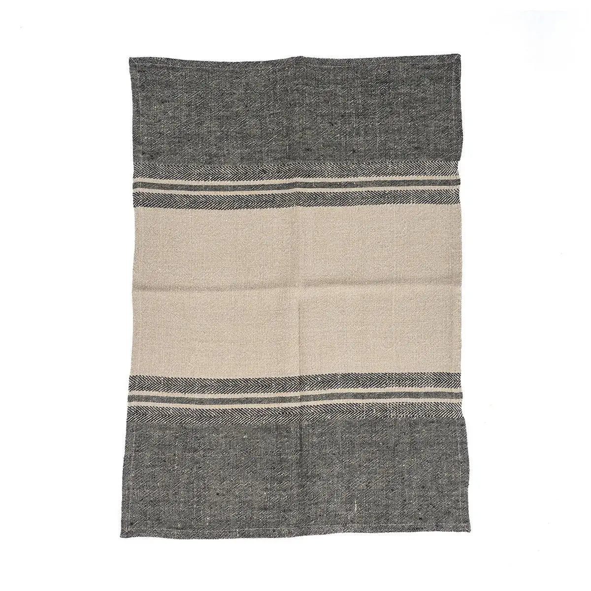Torchon de Cuisine The Linen Dash - Noir Naturel - 50x70 Bazar Bizar Living