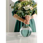Vase EDZARD, vase sphérique Mirinde, verre cristal soufflé à la bouche avec rebord platine, H 18 cm, ø 20 cm, ouverture ø 10 cm EDZARD-SHOP.com