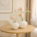 Vase blanc rond chantilly  en polyrésine 34.5x34.5x25.5cm AULICA