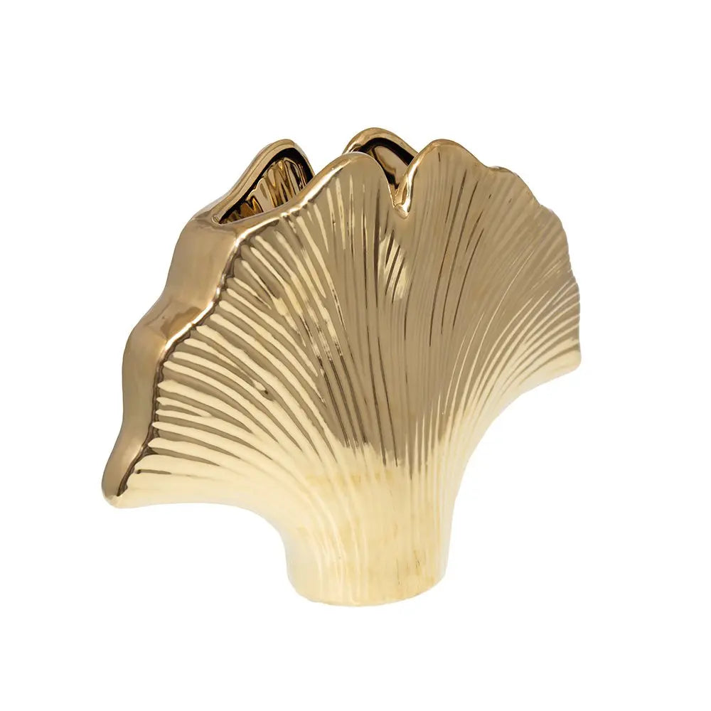 Vase doré en céramique Ginkgo 29.5x7.5x22cm AULICA