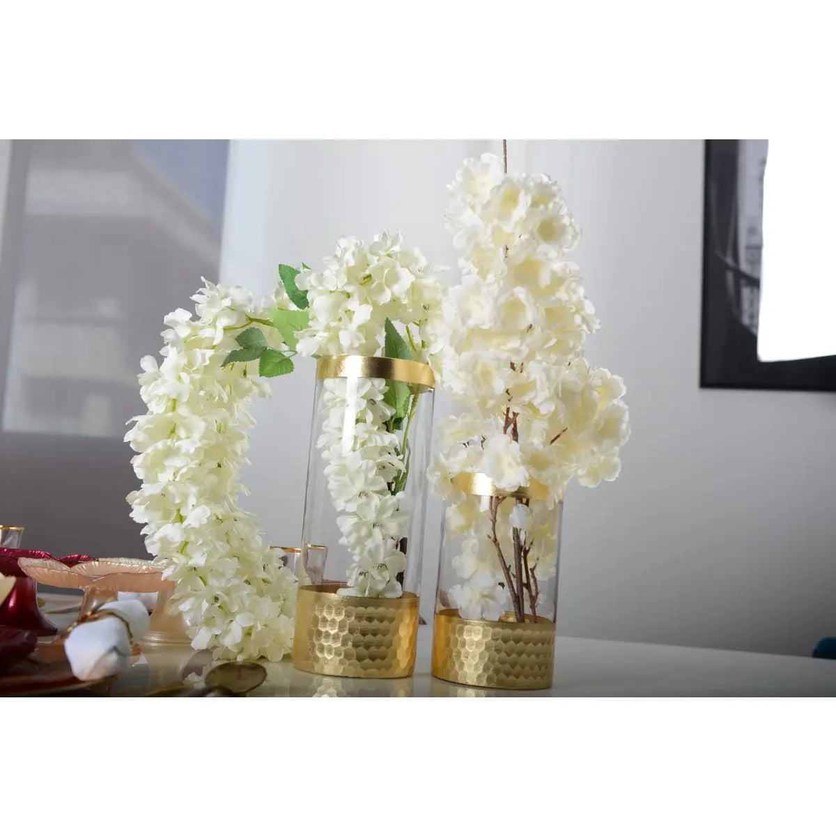 Vase transparent et doré h30cm AULICA