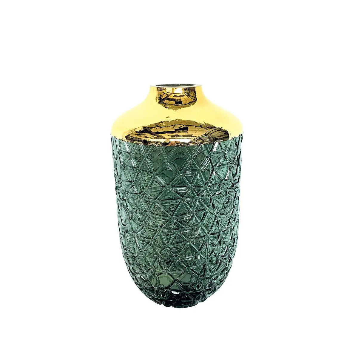 Vase vert avec bord doré 16 x 29 cm AULICA