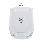 Verre à eau Coeur 300 ml Gobelet en verre transparent Clayre & Eef.