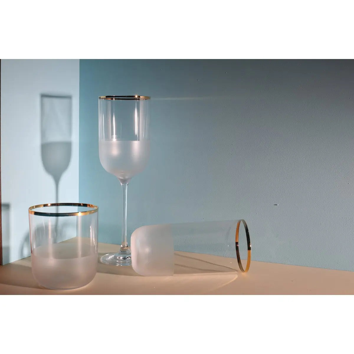 Verres à eau bas bord doré Nish  - lot de 6 AULICA