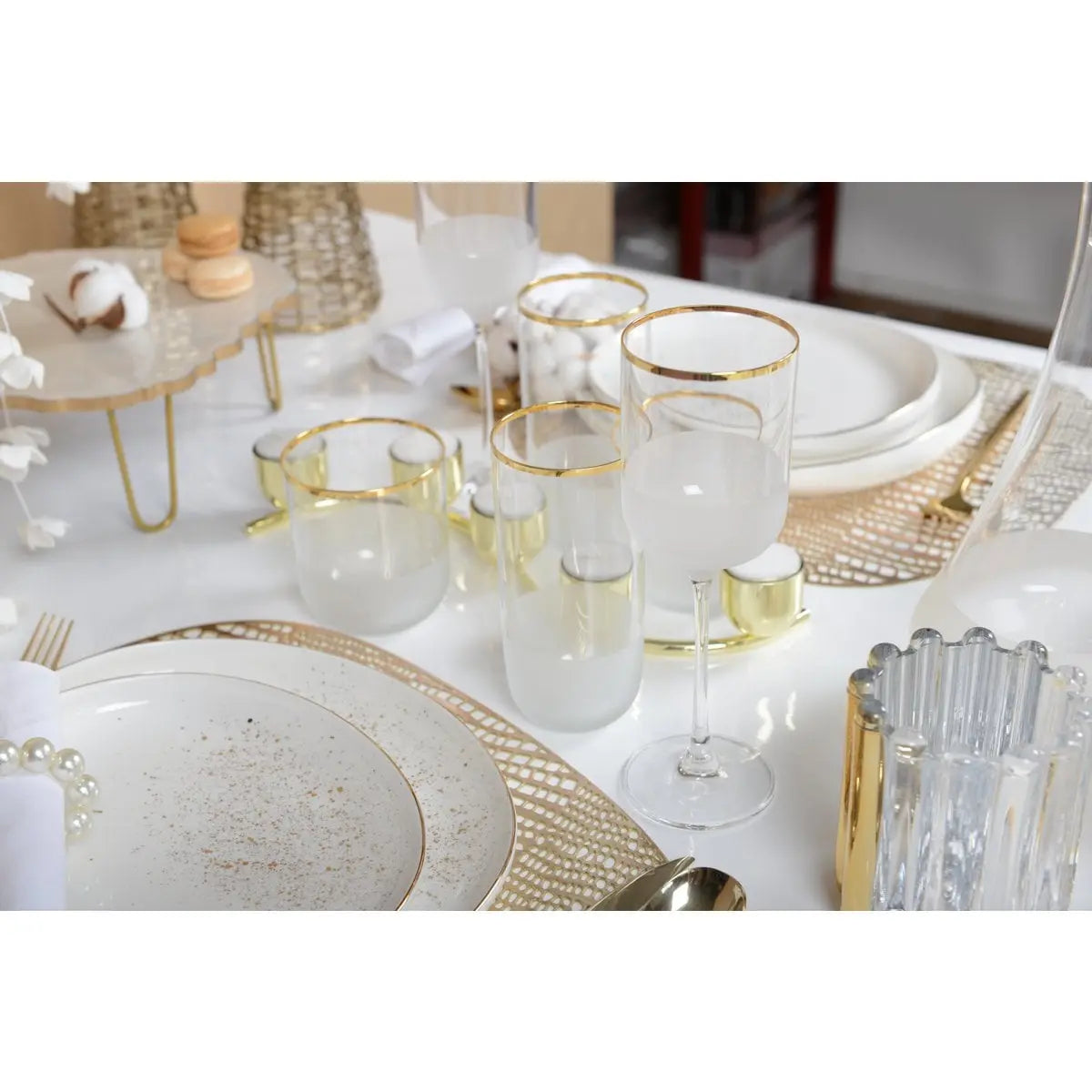 Verres à eau bord doré haut Nish  - lot de 6 AULICA