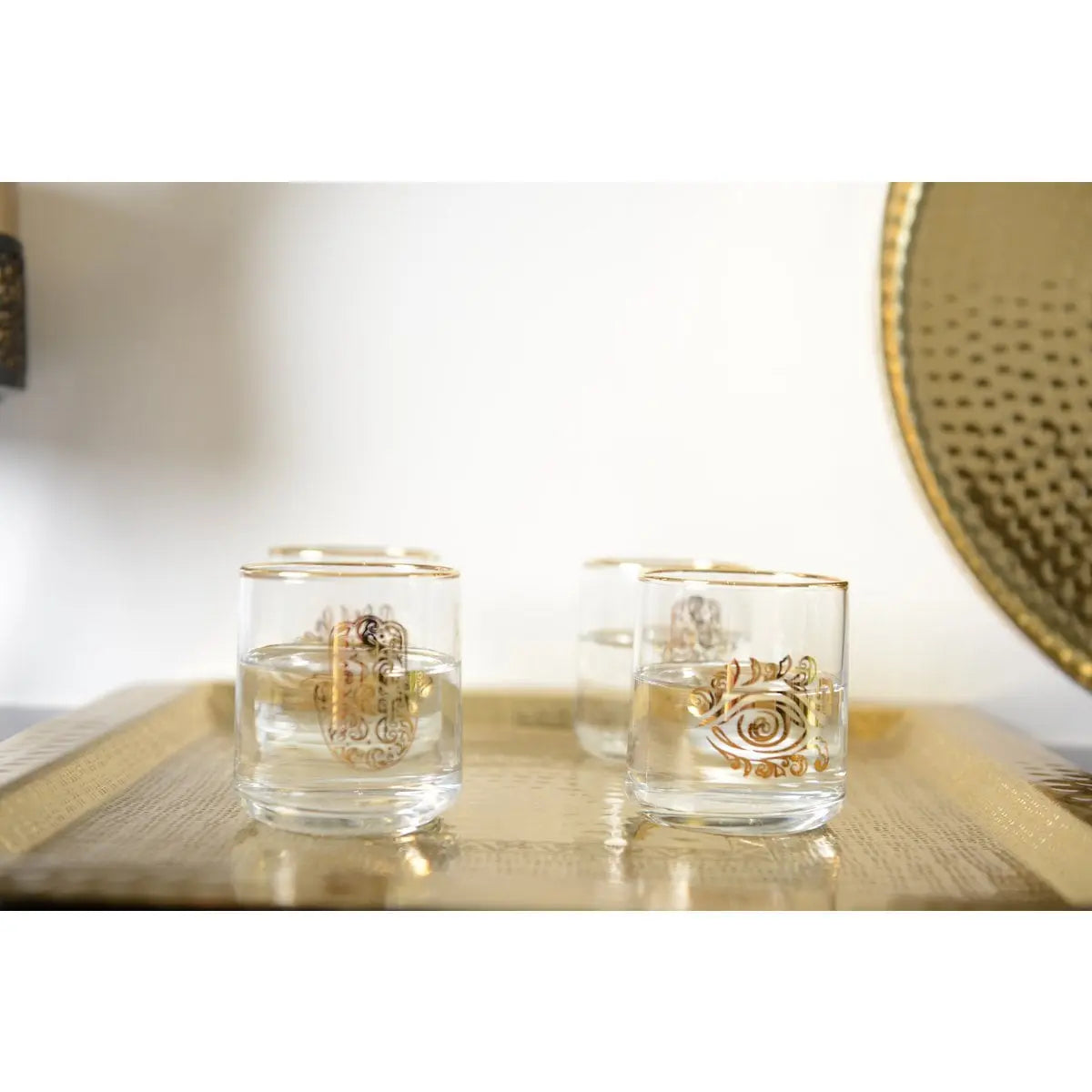 Verres à eau main de fatma et œil doré - lot de 4 AULICA