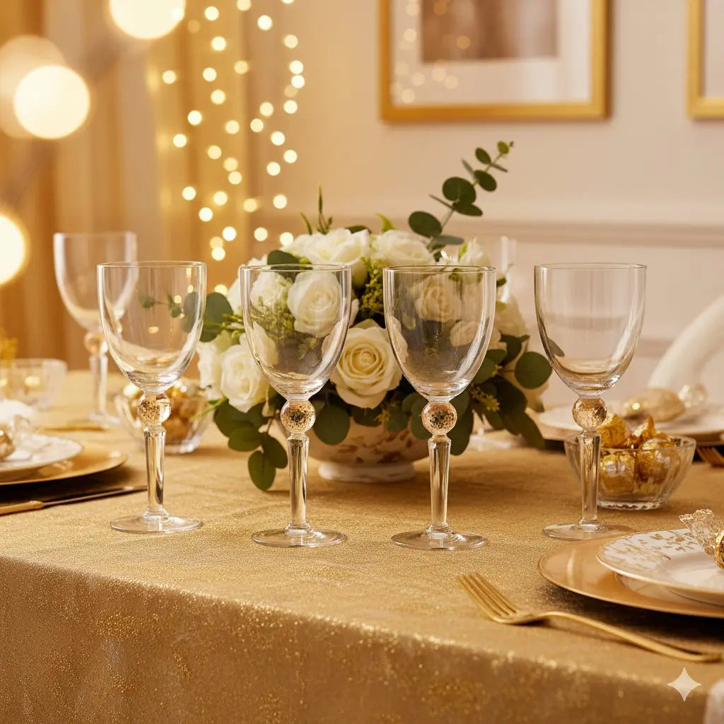 Verres à vin avec pied en diamant jaune - lot de 4 AULICA