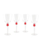 Verres à vin avec pied en diamant rouge - lot de 4 AULICA
