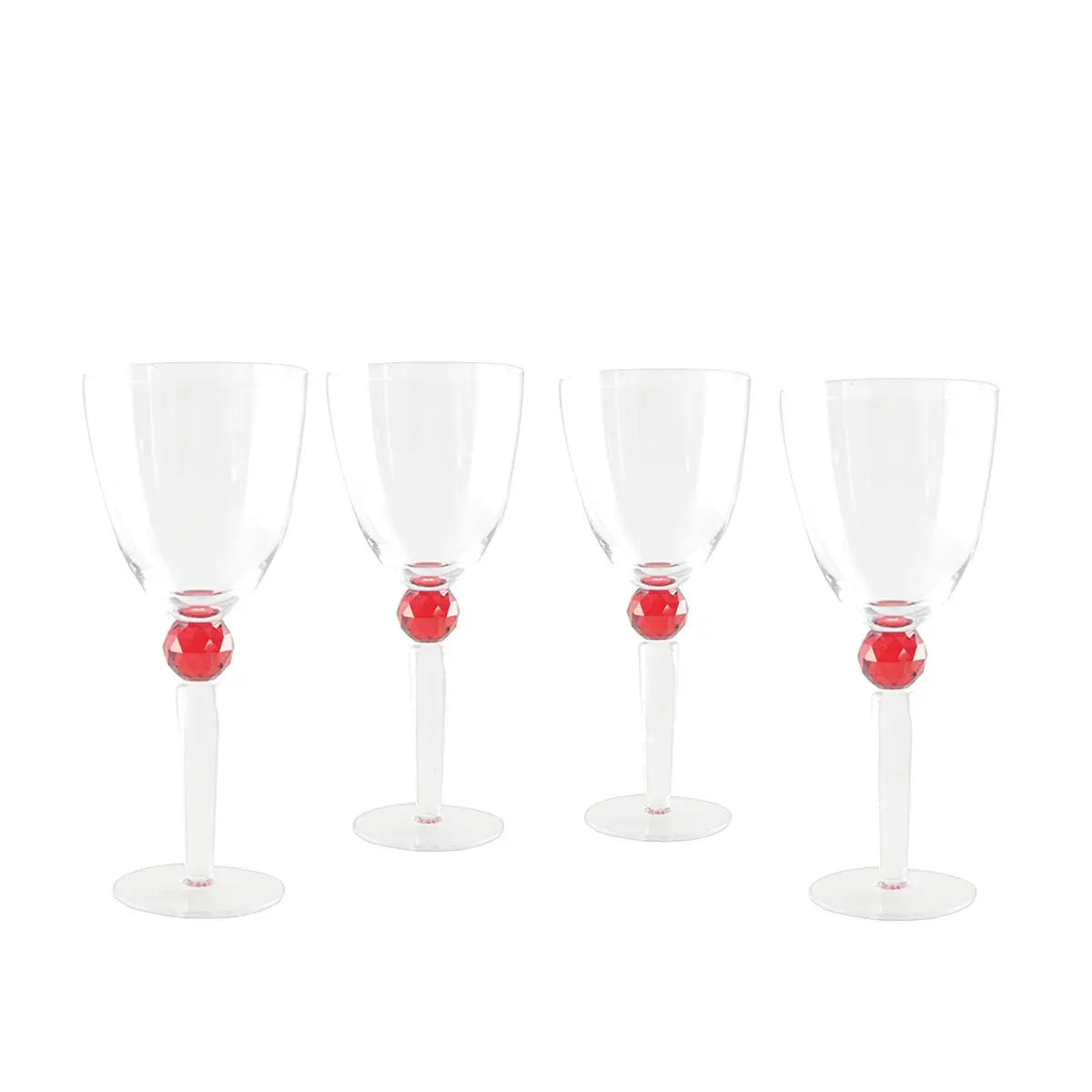 Verres à vin avec pied en diamant rouge - lot de 4 AULICA