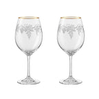 Verres à vin gravé vigne bord doré - lot de 2 AULICA