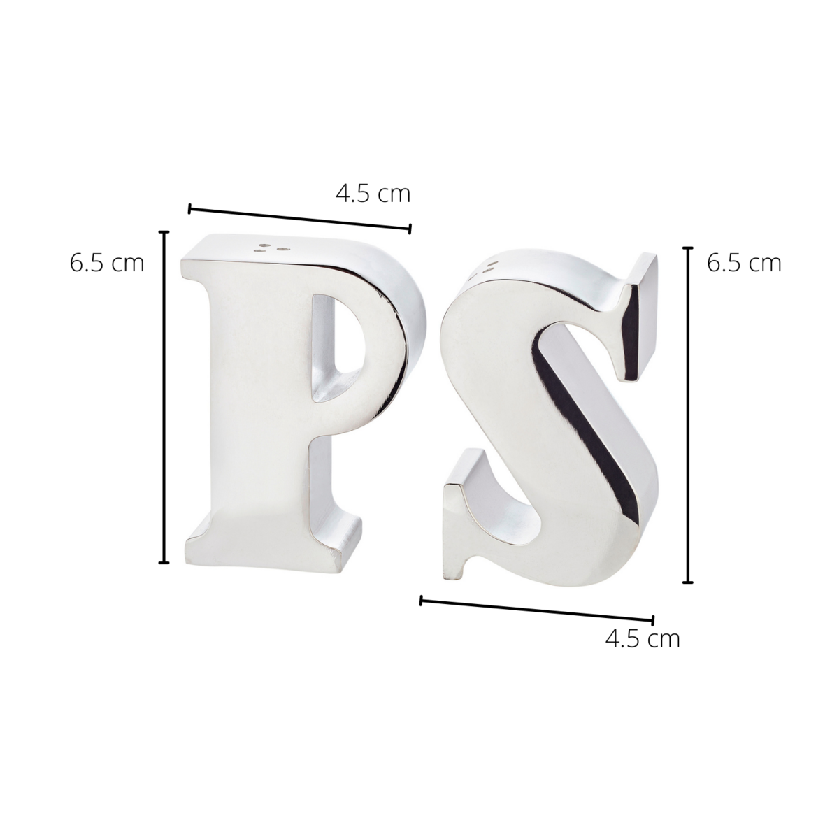 EDZARD Salière et poivrière Favre, lettres P & S, argenté, hauteur 7 cm