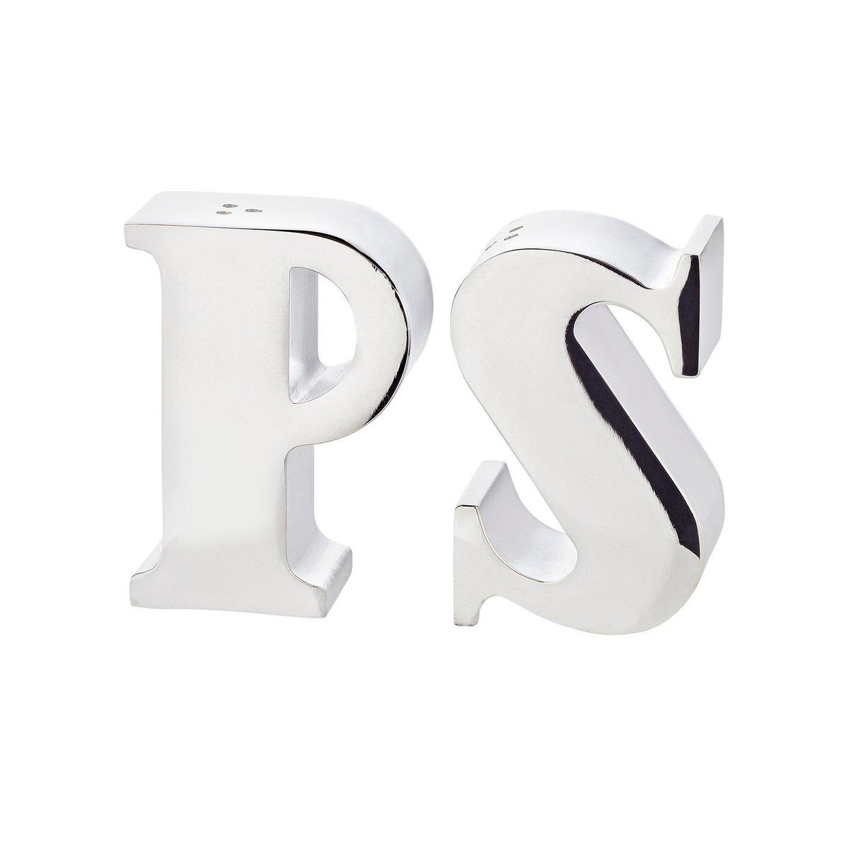 EDZARD Salière et poivrière Favre, lettres P & S, argenté, hauteur 7 cm