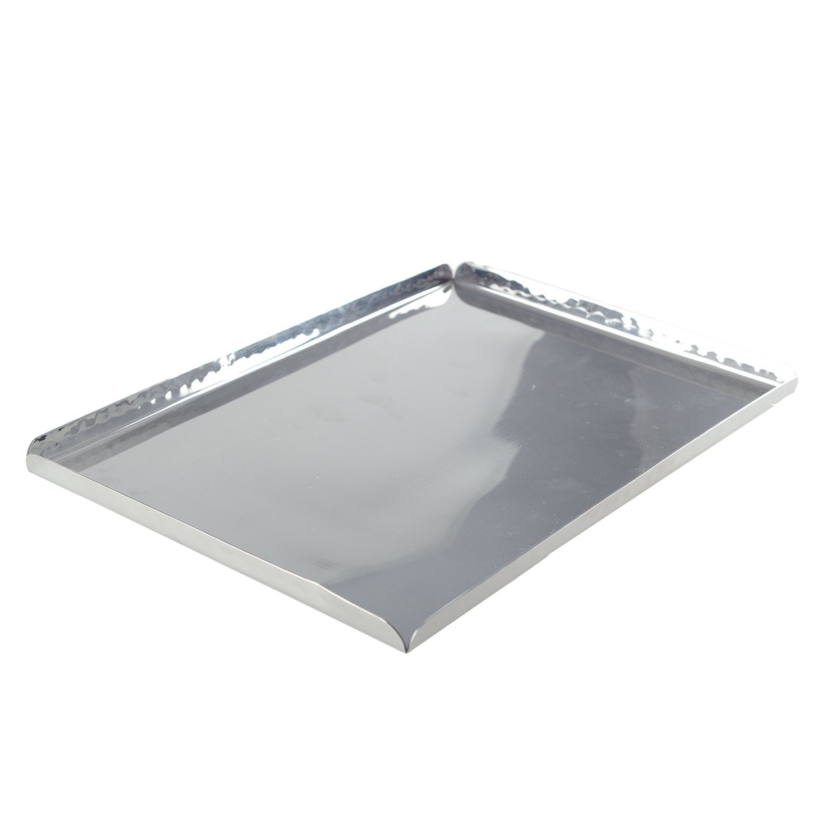 Plateau rectangulaire martelé effet miroir 30.5x21x1.25cm