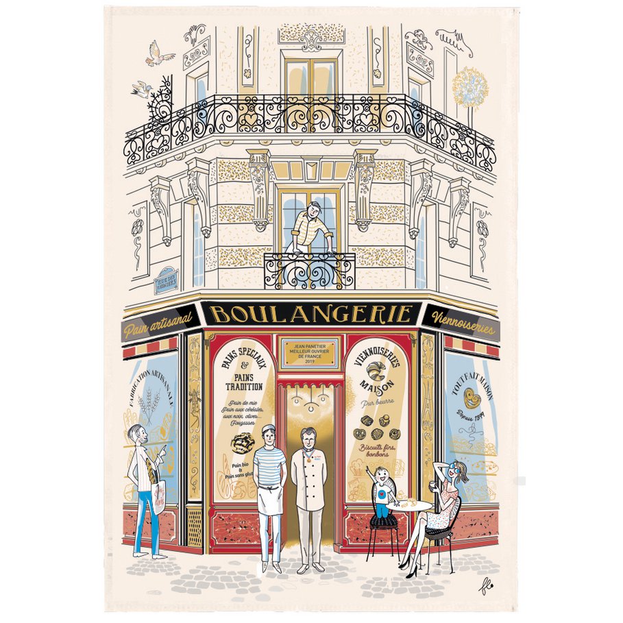Torchon Façade Boulangerie Ecru 48 x 72