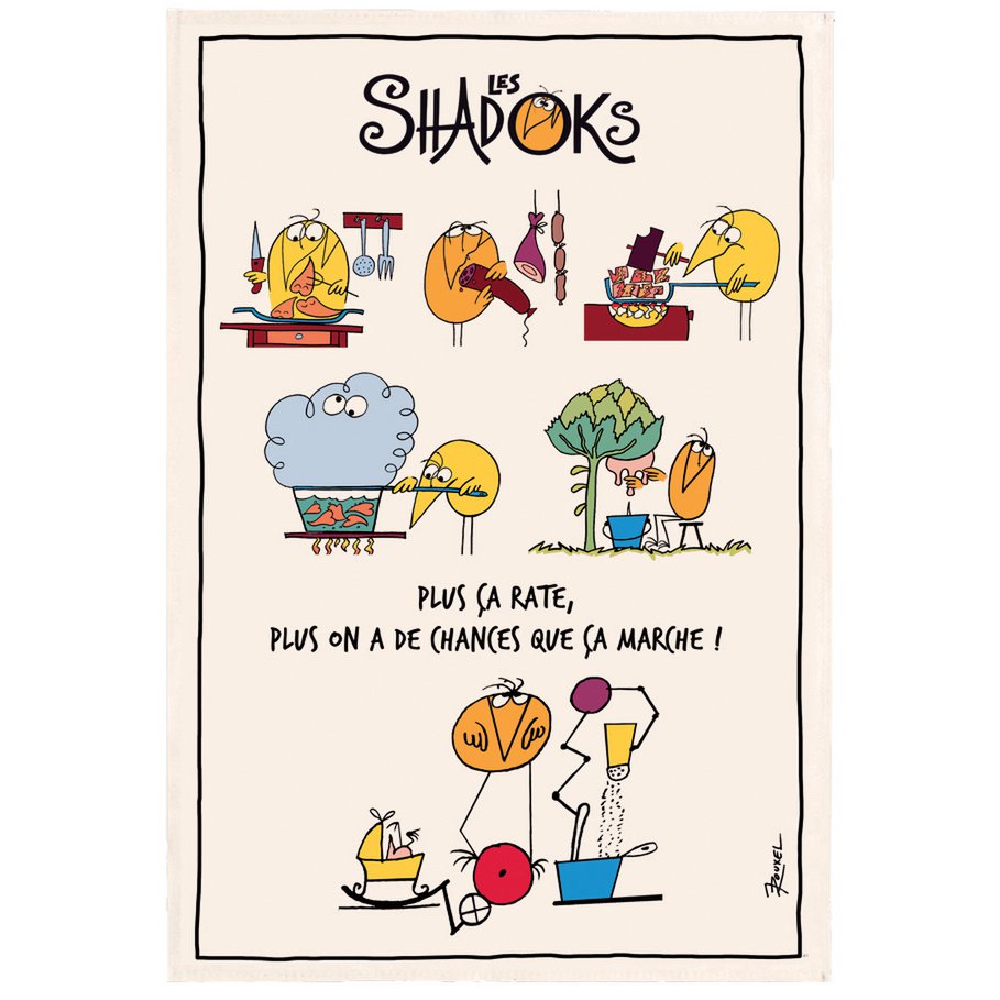 Torchon Shadoks en cuisine Ecru 48 x 72