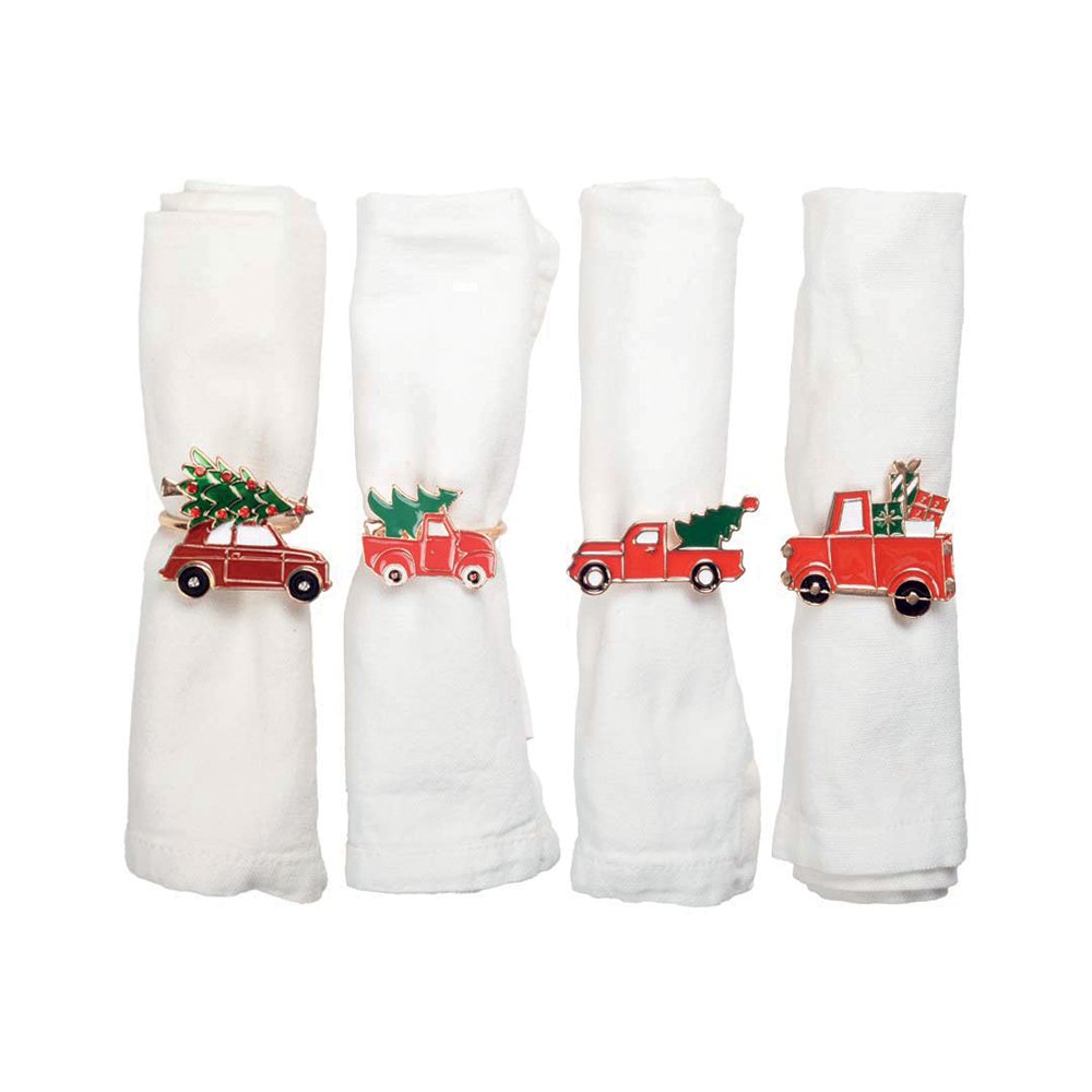 Lot de 4 ronds de serviettes noël