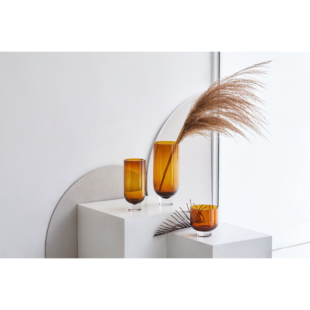 Vase en verre de luxe moderne de 9 mm d'épaisseur, design sobre, très grand, orange foncé chaud, OMAHA36AM