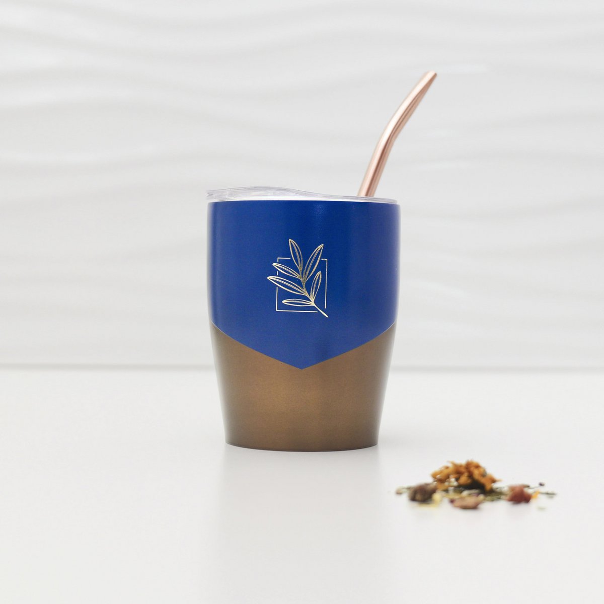 Calebasse isotherme bleue & bronze format voyage 25 cl et sa bombilla