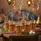Tasses à thé dorées orientales - lot de 6