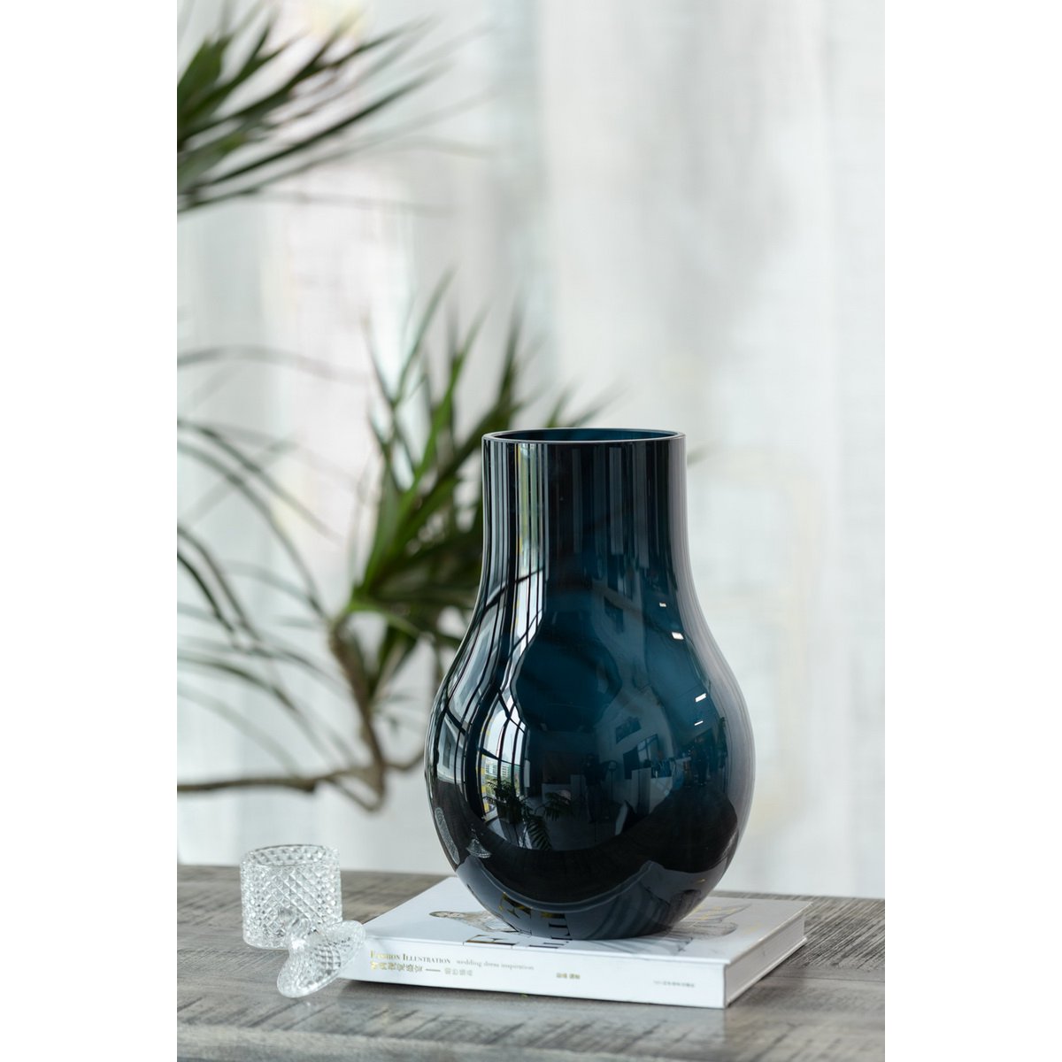 Art de la Table Vases en verre les plus vendus : grand vase moderne et élégant en verre de qualité bleu profond, DAVOS15 Zistyhome art de la table
