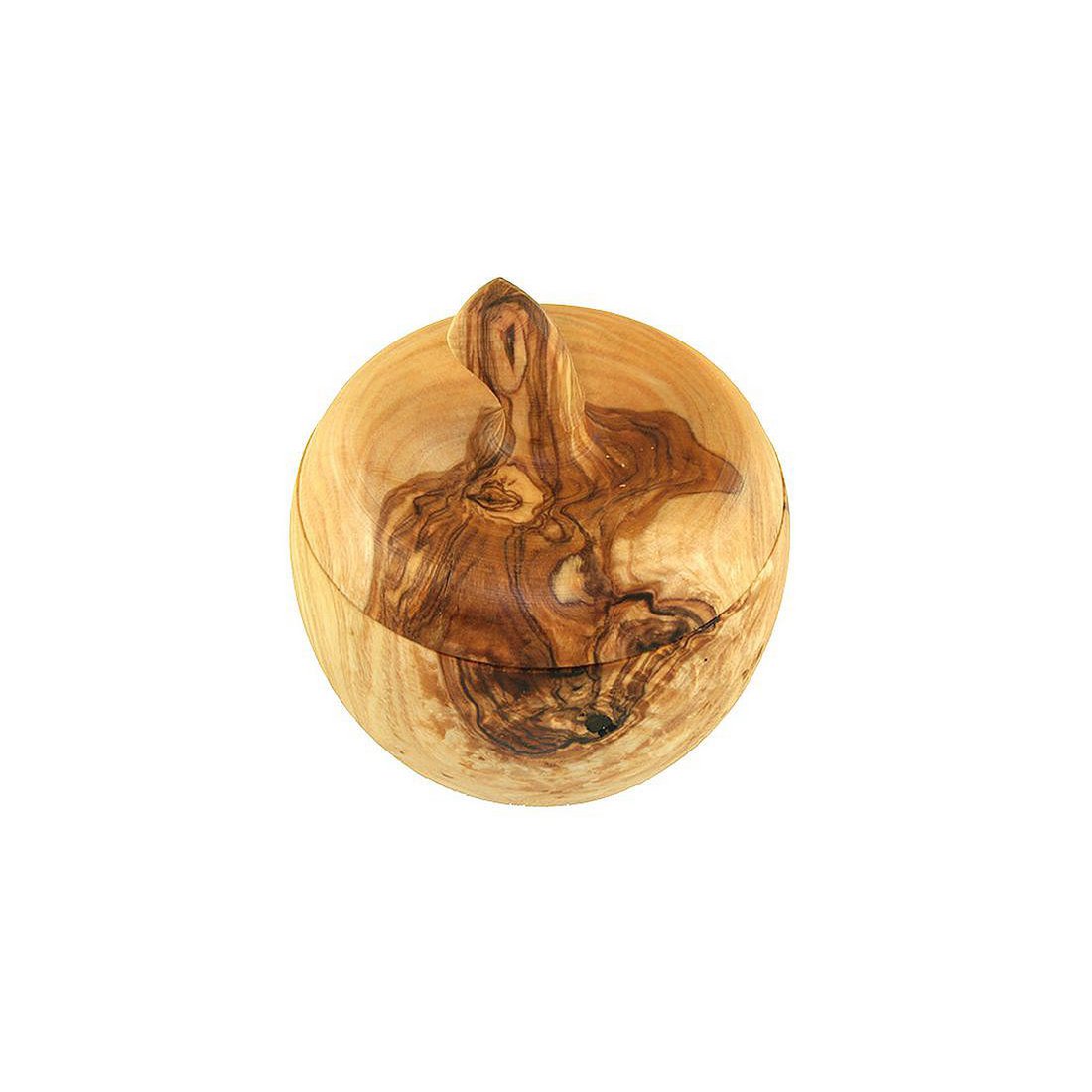 Salière en forme de pomme avec pelle à sel, bois d'olivier