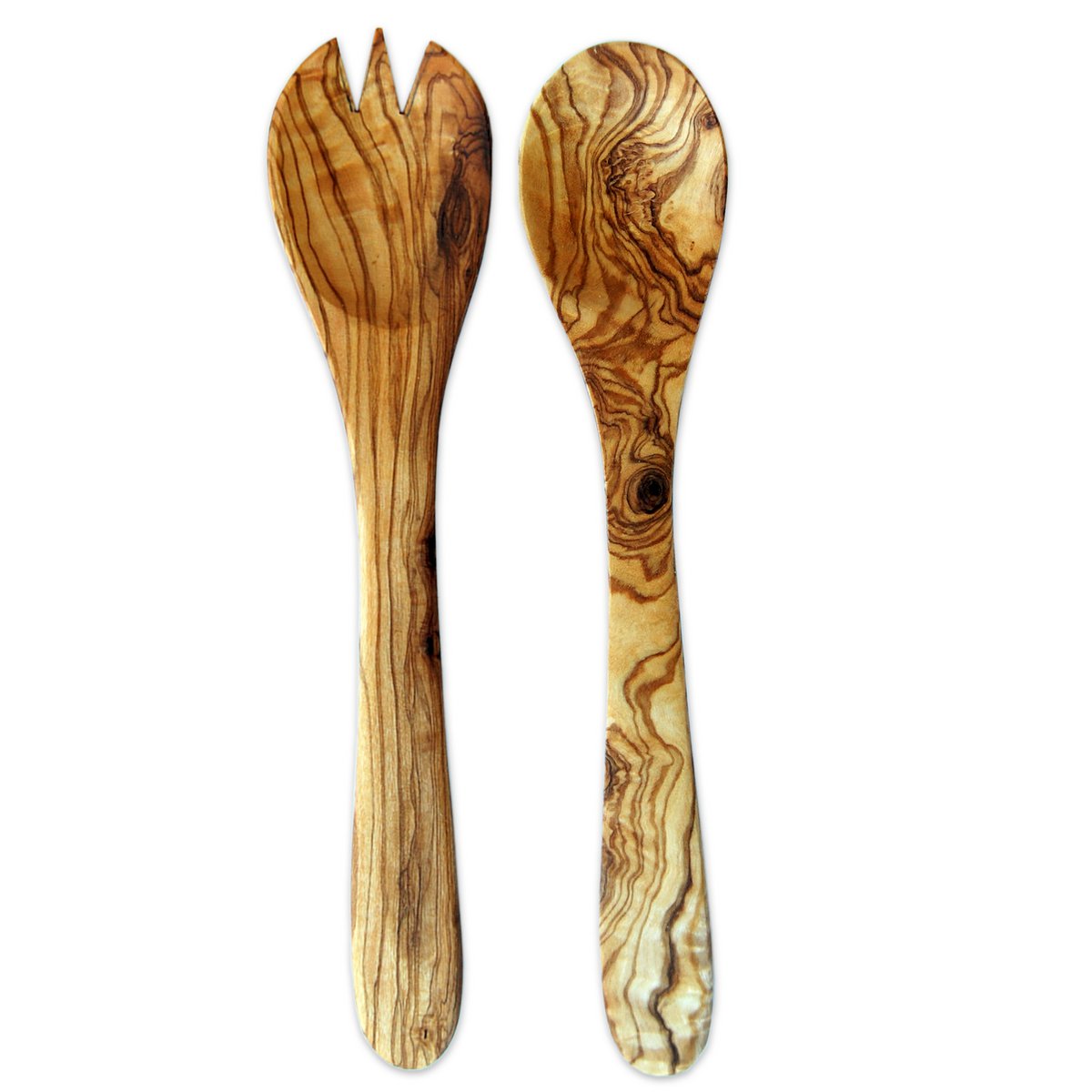 Set de 5 couverts à salade en bois d'olivier 30 cm
