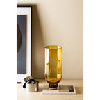 Art de la Table Vase en verre moderne sobre, forme cylindrique sur une base solide, orange foncé chaud, OMAHA14AM Zistyhome art de la table