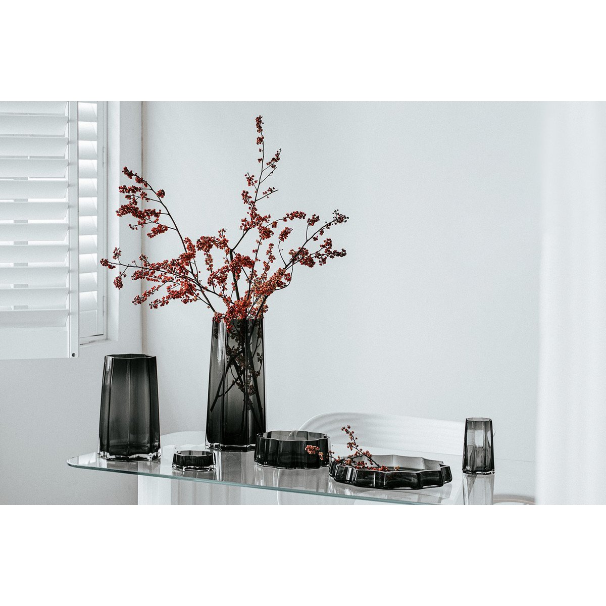 Grand bol ou récipient de luxe moderne-classique, design élégant, LENOX 05 Gris