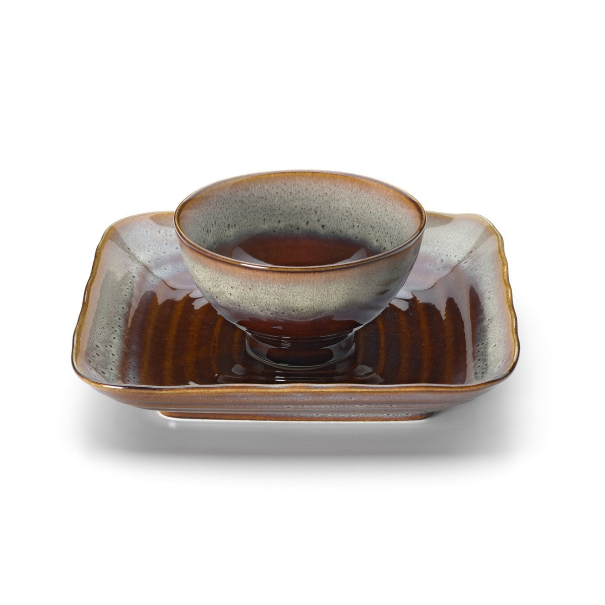 L'Assiette Carrée Horizon Fumée - Gris Marron - M
