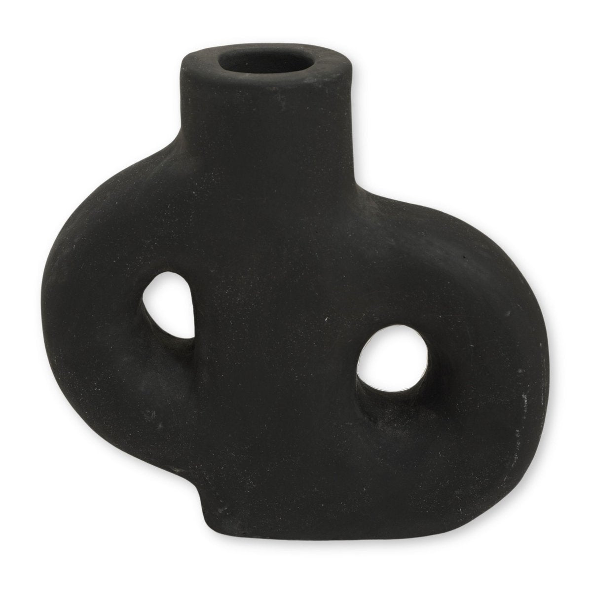 Vase noir petit vase décoratif moulé à la main en argile pour fleurs séchées ou fraîches LEMBAH