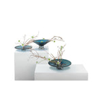 Art de la Table vase ou bol plat rond, verre épais bleu profond, tourné main : ALAIN Zistyhome art de la table
