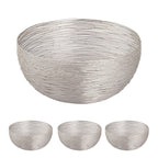 Panier de fruits 4 parties Ø 30 cm h 13 cm Bol de panier à pain métal autour de la structure de fil en argent ou en orce en or