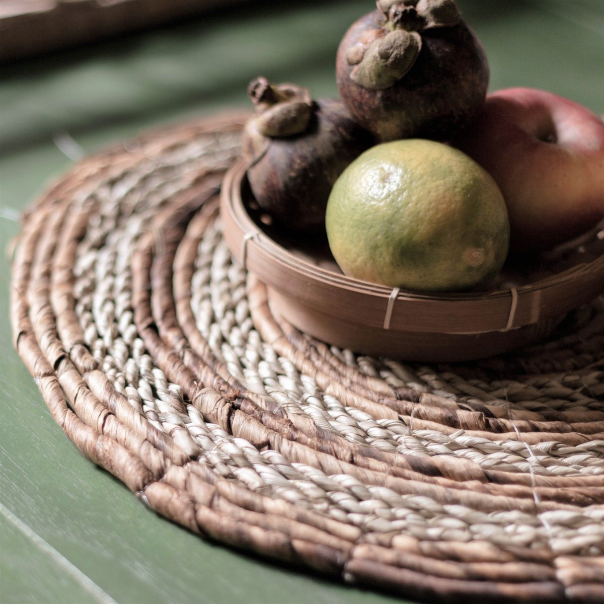 Set de table (Ensemble de 4 ou 6) MATARAM | Set de table rond Boho en fibre de bananier et jonc de mer 38 cm