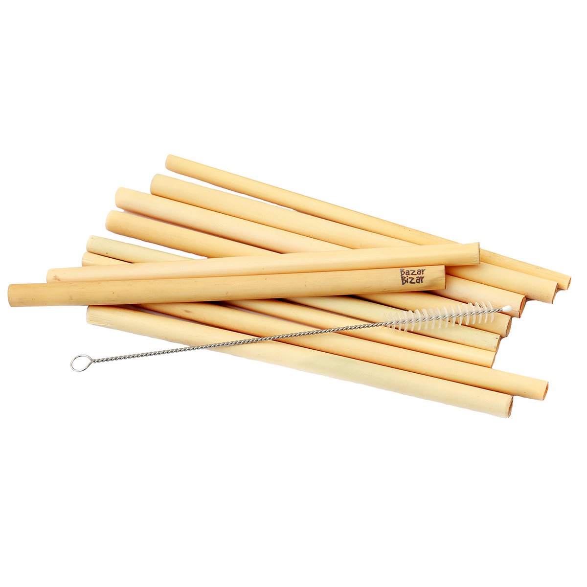 Art de la Table Les Pailles en Bambou - Lot de 10 Avec Brosse de Nettoyage Zistyhome art de la table