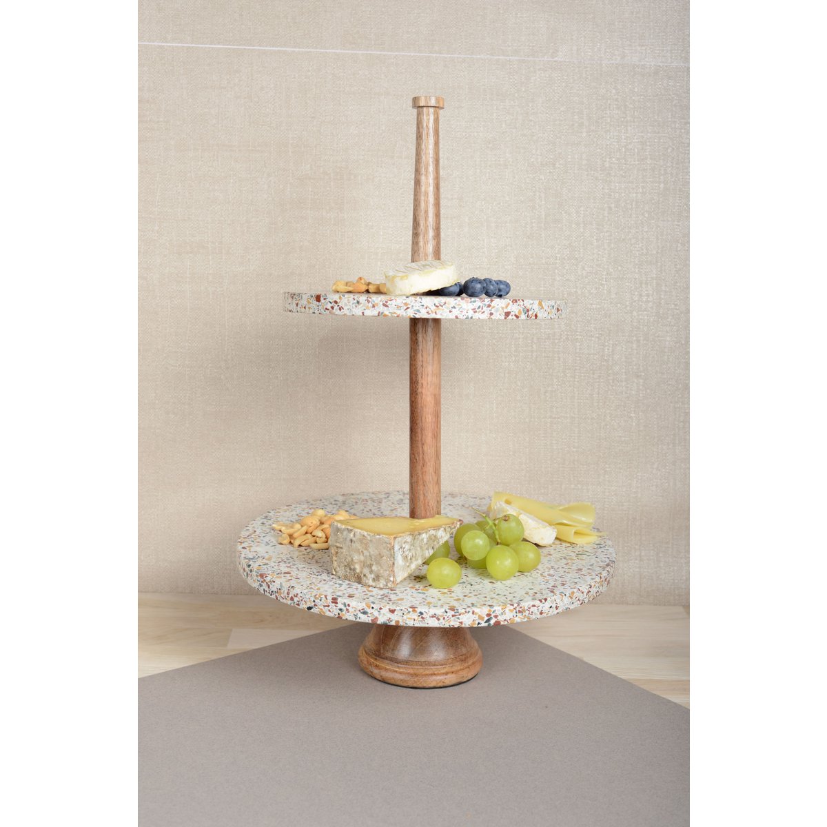 Serviteur à deux étages en marbre h60cm
