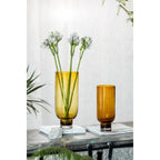 Art de la Table Vase en verre moderne sobre, forme cylindrique sur une base solide, orange foncé chaud, OMAHA14AM Zistyhome art de la table