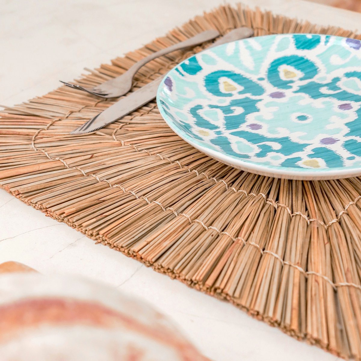 Set de table (Lot de 2, 4 ou 6) 36 cm | Set de table VARNA (naturel) en jonc de mer