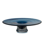 Art de la Table vase ou bol plat rond, verre épais bleu profond, tourné main : ALAIN Zistyhome art de la table