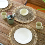 Set de table (lot de 2, 4 ou 6) 45 cm Tapis de table rond Boho WAISAI en raphia