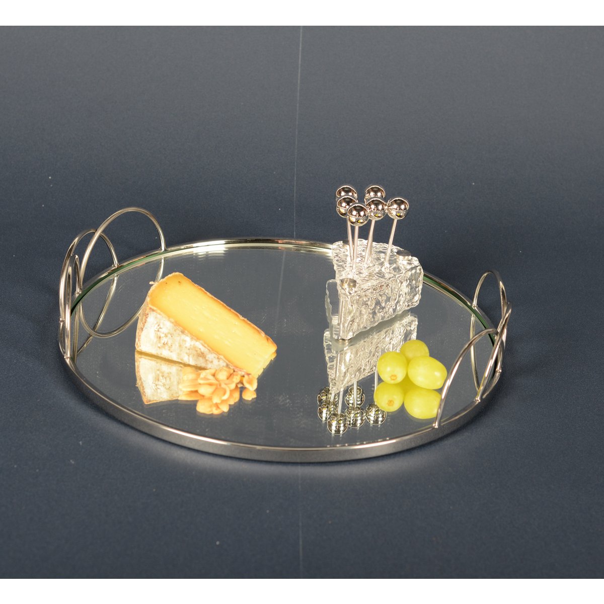 Piques apéritif argent avec support fromage - lot de 6
