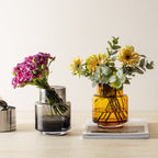 Art de la Table Petit vase au design moderne et classe de style rétro, couleur ambre, TYLER07AM Zistyhome art de la table