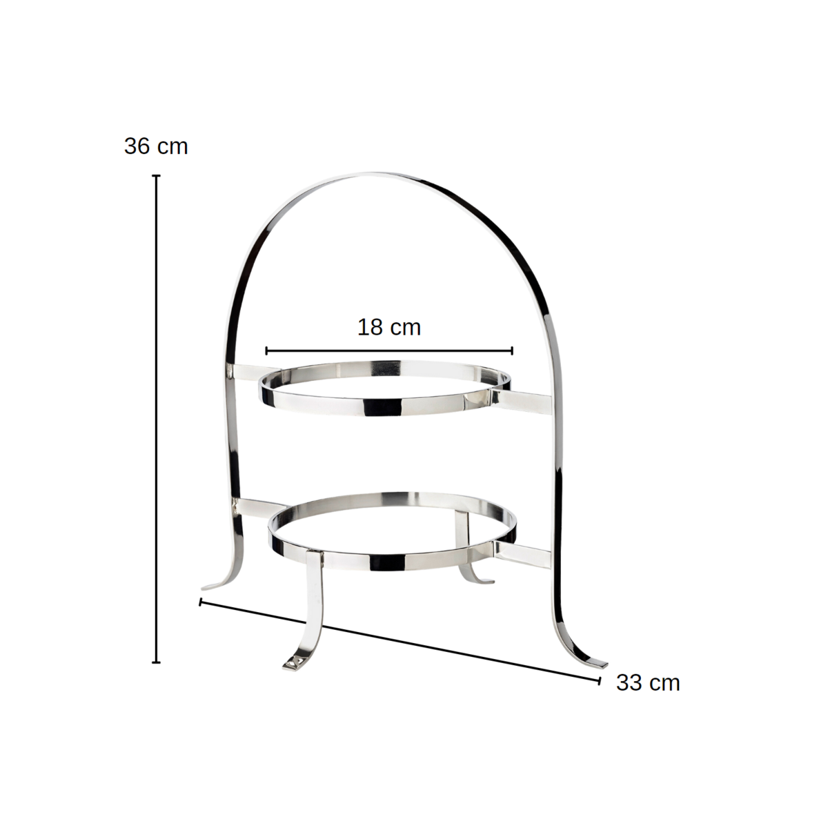 Présentoir à gâteaux Sina (hauteur 33 cm), martelé, pour 2 assiettes Ø 20 à 28 cm, métal argenté lourd