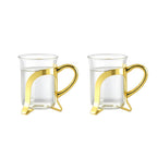 Tasses à café en verre avec déco en métal doré - lot de 2